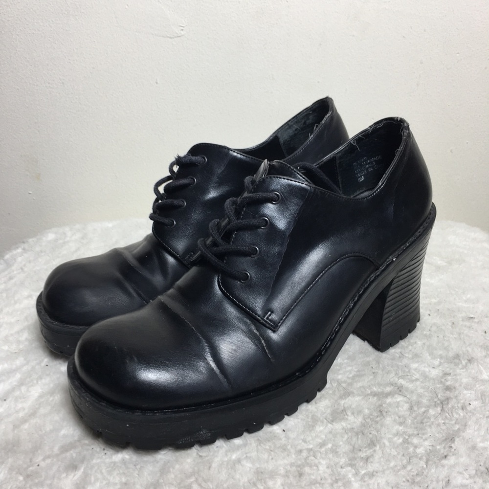 Vintage Mudd platform chunky square toe shoe black 8 - Picture 7 of 16